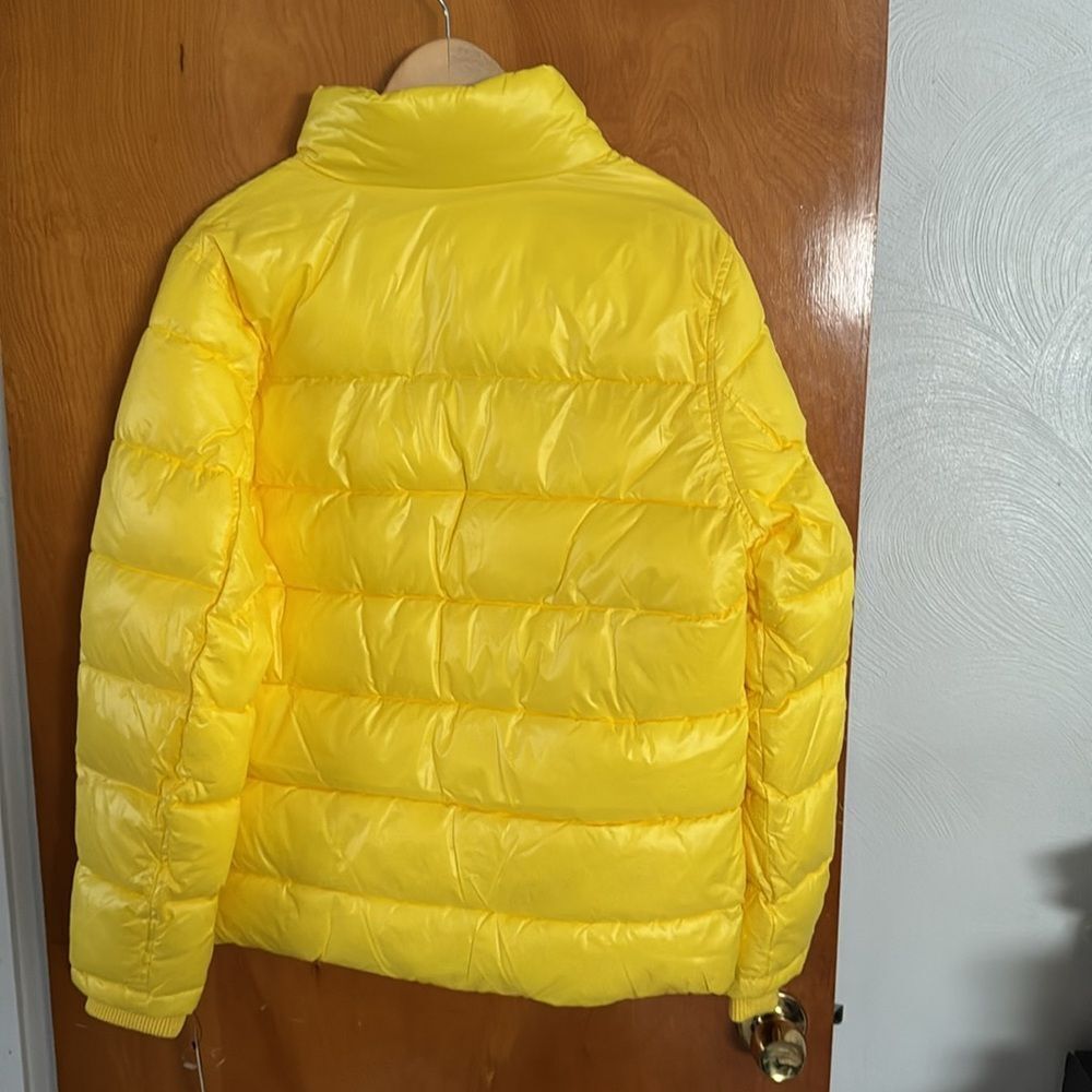 Guess Puffer Jacket Mens Small Yellow Zip Pockets - Picture 5 of 5